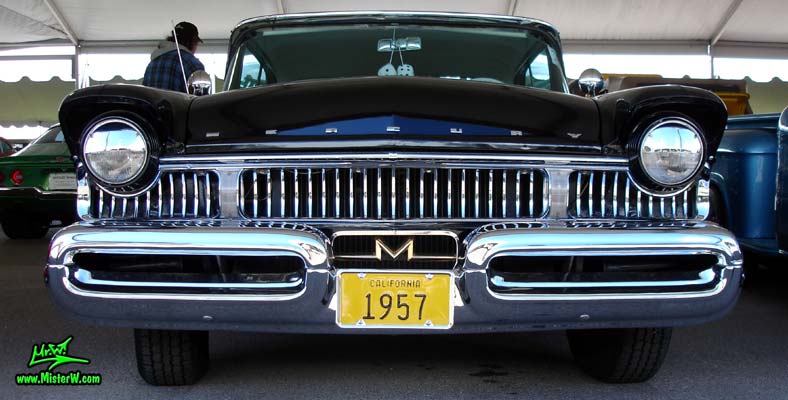 Photo of a black 1957 Mercury 2 Door Hardtop Coupe at a classic car auction in Scottsdale, Arizona. Frontview of a 57 Mercury Hardtop Coupe