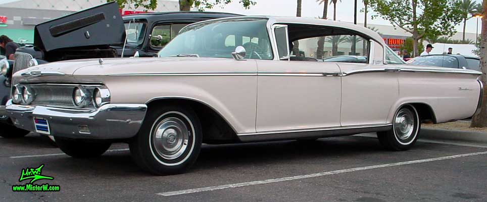 Photo of a white 1960 Mercury Monterey 4 Door Hardtop Sedan at the Scottsdale Pavilions Classic Car Show in Arizona. 1960 Mercury Monterey Sedan