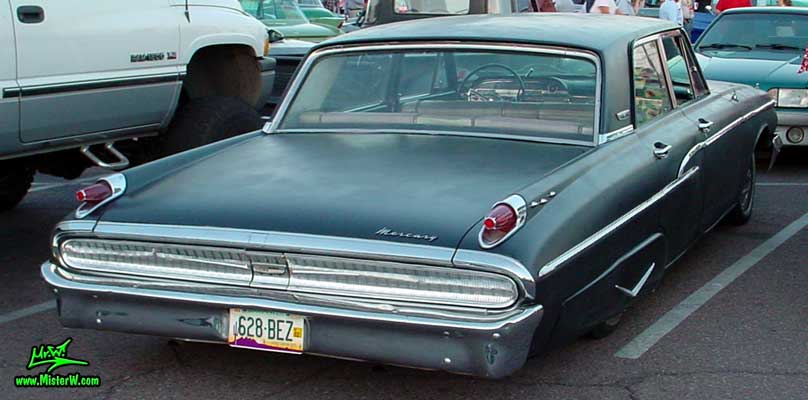 Photo of a flat black 1962 Mercury 4 Door Hardtop Sedan at a Classic Car Meeting in Arizona. 1962 Mercury Rearview