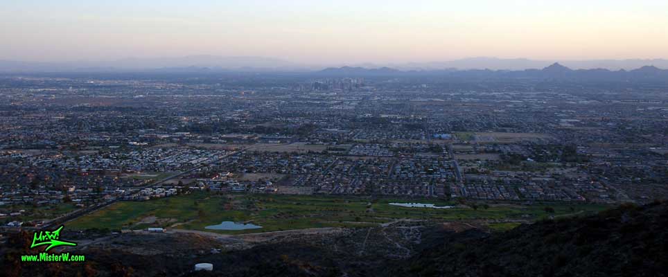 Photo of the Sunrise Skyline of Downtown Phoenix, taken from the South Mountain Park in August 2007 Sunrise in Phoenix, Arizona