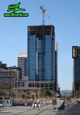 Photo of the 44 Monroe building & Light Rail construction, taken from Fillmore Street & 1st Avenue in August 2007 44 Monroe & Light Rail construction in Phoenix, Arizona