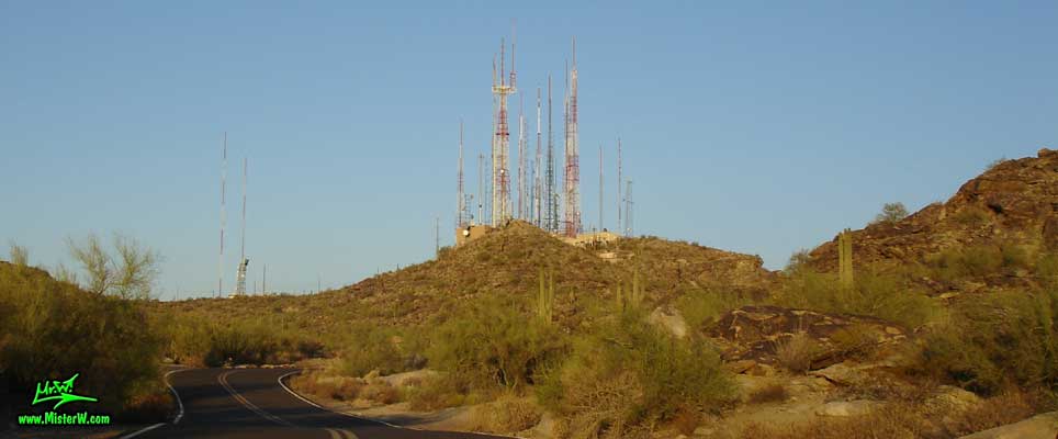 Photo of Saguaros & the antennas on the South Mountains in Phoenix, Arizona in summer 2007 Saguaro Cacti & Antennas