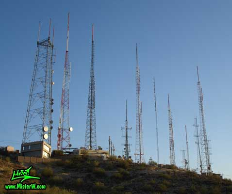 Photo of the South Mountain antennas in Phoenix, Arizona in summer 2007 Antennas in Phoenix, Arizona