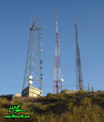 Photo of the antennas on the South Mountains in Phoenix, Arizona, taken in summer 2007 Antennas on the South Mountains