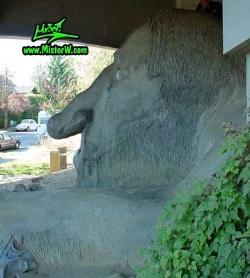 The Fremont Troll under the George Washington Memorial Bridge in Seattle